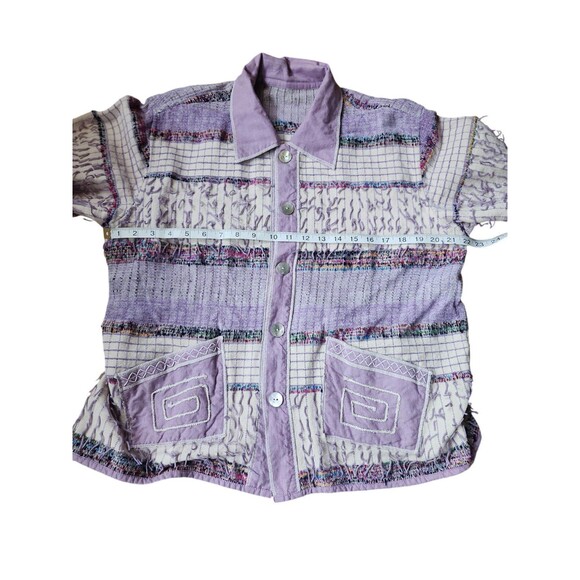 Patchwork Handmade Jacket Women's Size Large Boho Quilt Cluttercore Lavender - Picture 6 of 7